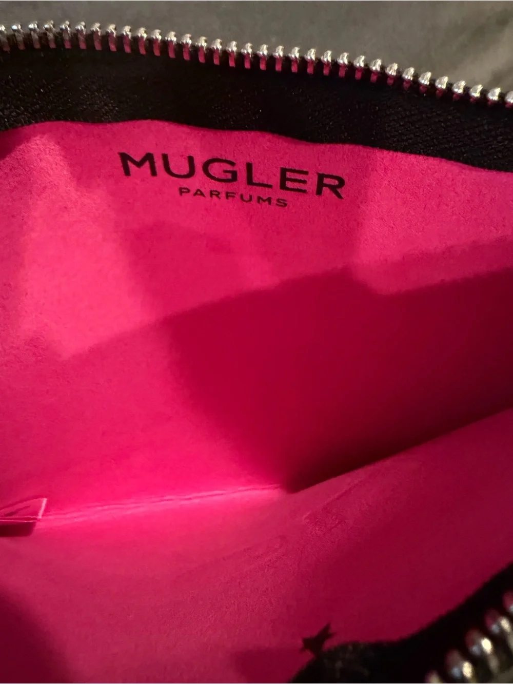 Mugler Black Pouch with Hot Pink Logo